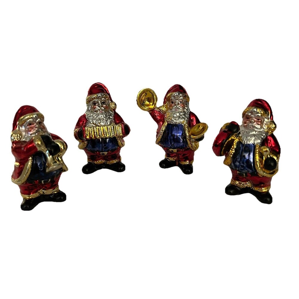 Santa's Collection 4 Piece Santa Figurines with Instruments Christmas Decor